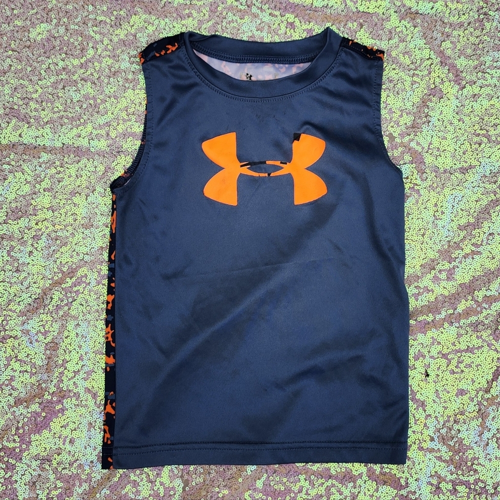 Under Armour Blue and Orange Athletic Tank Top Boys 3T